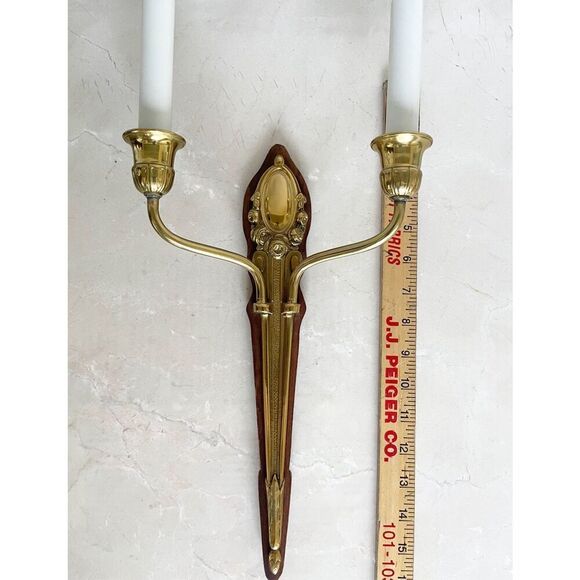 Vintage Neoclassical  Style Solid Brass Wall Sconse Two Light Arm - Picture 6 of 6